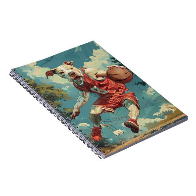 Cuaderno Americano Staffordshire Dog Jugando Baloncesto (Lado Derecho)