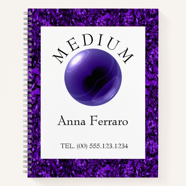 Cuaderno Amethyst Crystal Ball Purpurina Medium Clairvoyant (Anverso)