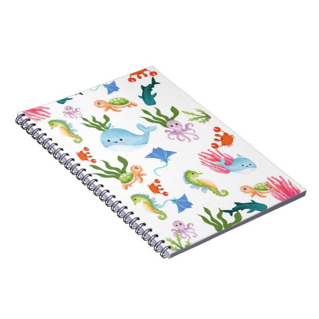 Cuaderno Amigos Acuáticos Lindos – Patrón de Animales Oceán (Lado Derecho)