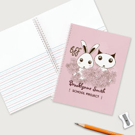 Cuaderno Amigos Animales Conejito Gatito Lindo Rosa Niñas N