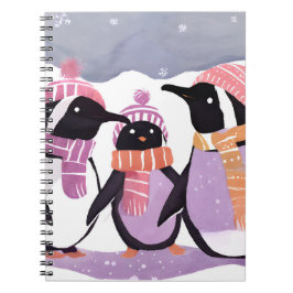 Cuaderno Amigos Pingüinos de Navidad | Acuarela de Invierno