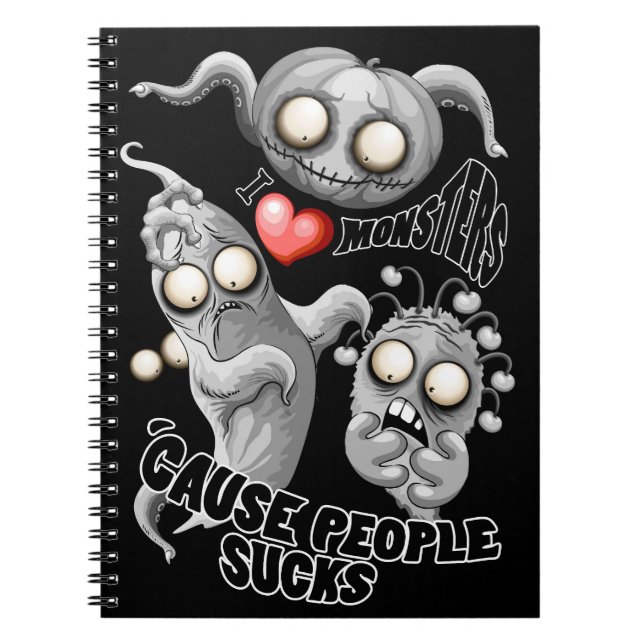 Cuaderno Amo a los monstruos porque la gente se acosa (Frente)