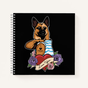 Cuaderno Amo a Mamá Tattoo, a la Madre Pastora Alemana
