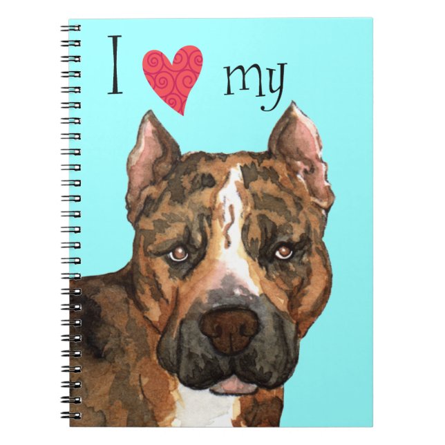 Cuaderno Amo a mi estadounidense Staffordshire Terrier (Frente)