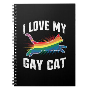 Cuaderno Amo a mi gato gay divertido arcoíris Orgullo Lgbt