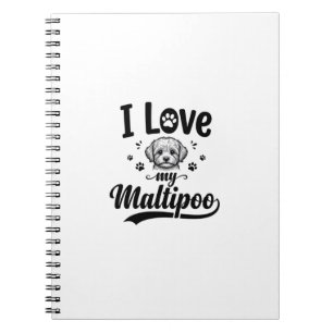 Cuaderno Amo a mi Maltipoo grabado vintage diseño de perro_