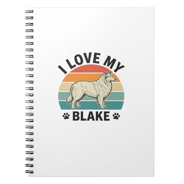 Cuaderno Amo a mi perro Blake Diseño de grabado retro_1 (Frente)