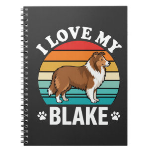 Cuaderno Amo a mi perro Collie Atardecer Retro