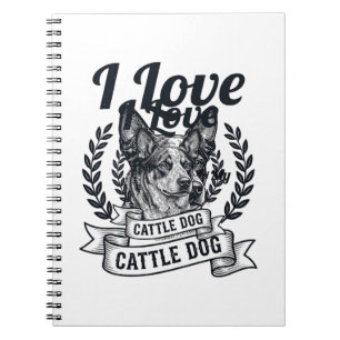 Cuaderno Amo a mi perro de ganado Diseño de grabado vintage