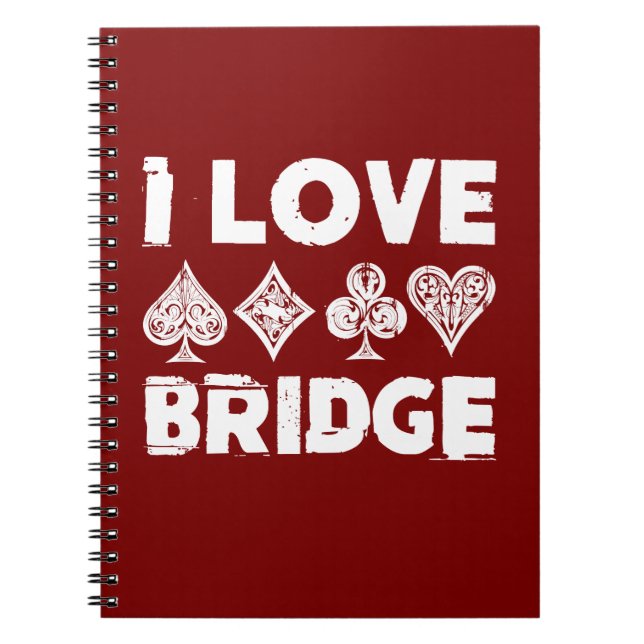 Cuaderno Amo al jugador de juegos de cartas puente (Frente)