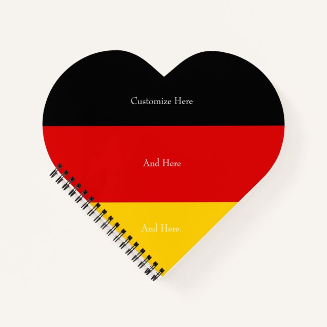 Cuaderno Amo Alemania Bandera dorada roja negra personaliza (Anverso)