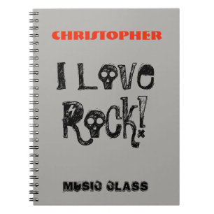 Cuaderno Amo Cráneos Divertidos de Rock Nombre