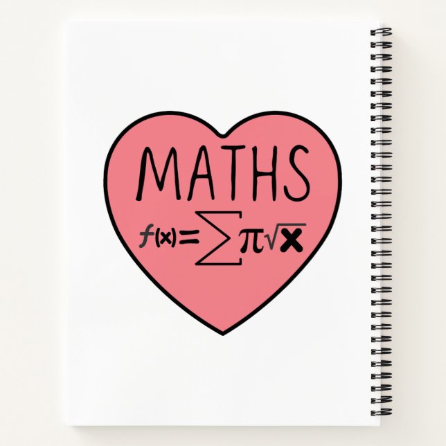 Cuaderno Amo el corazón de las matemáticas (Reverso)