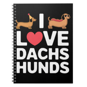 Cuaderno Amo el Ilustracion divertido de Dachshunds con Gua