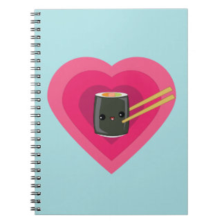 Cuaderno Amo el rollo de sushi de Kawaii del sushi
