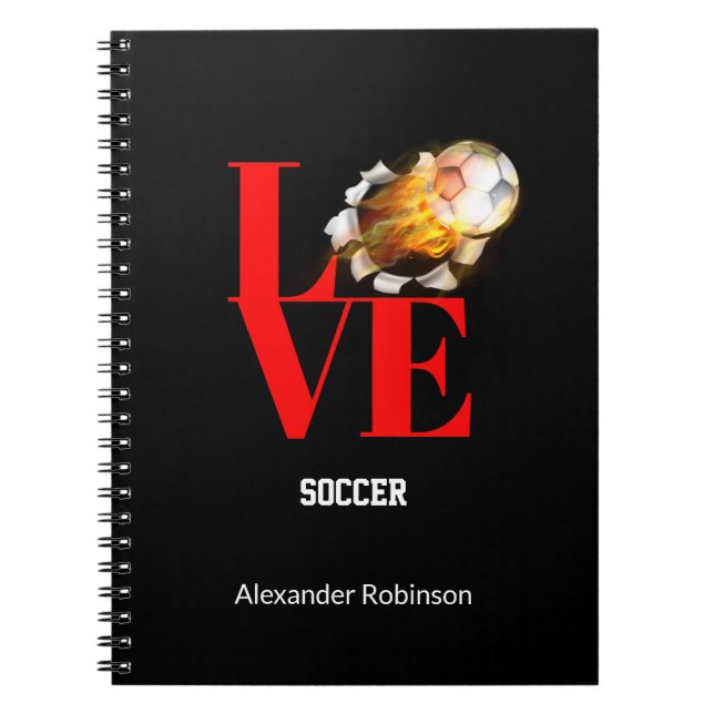 Cuaderno Amo fútbol deporte personalizado (Frente)