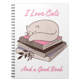 Cuaderno Amo los gatos y un buen libro
