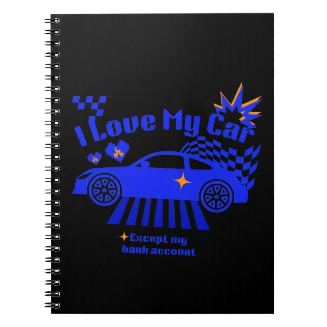 Cuaderno Amo mi coche excepto mi cuenta bancaria Frase dive (Frente)