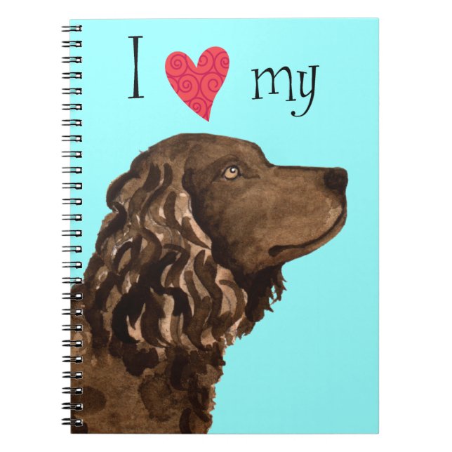 Cuaderno Amo mi perro de aguas de agua americana (Frente)