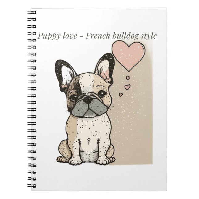 Cuaderno Amor al cachorro - estilo bulldog francés (Frente)