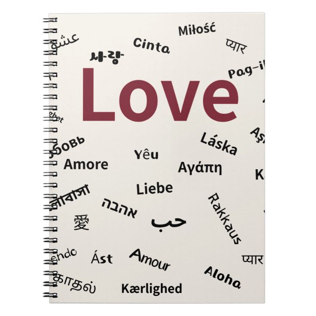 Cuaderno Amor – Almohadilla de tipografía multilingüe (Frente)