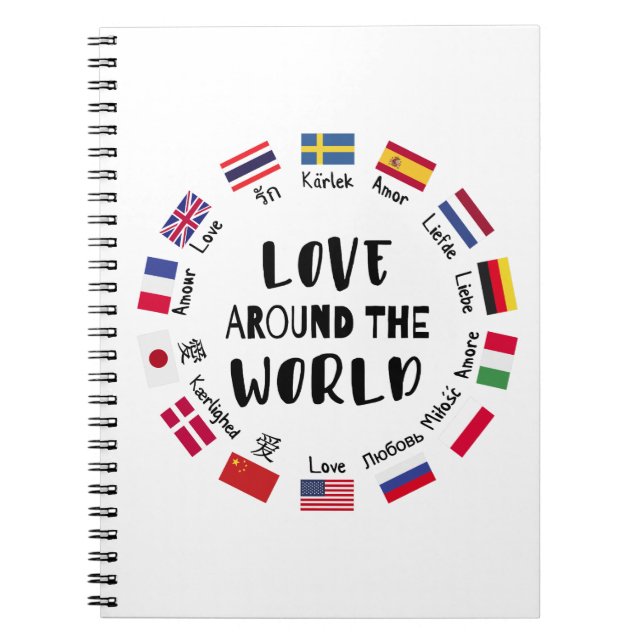 Cuaderno Amor alrededor de idiomas del mundo  (Frente)