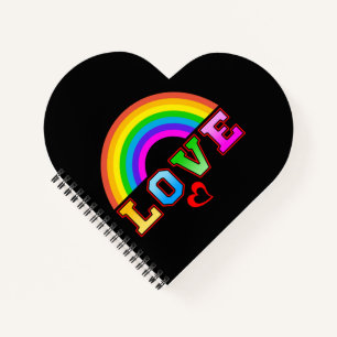 Cuaderno Amor Arcoiris Colorido Corazón Rojo