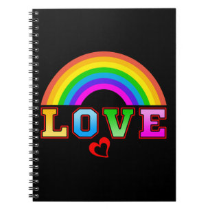 Cuaderno Amor Arcoiris Colorido Corazón Rojo