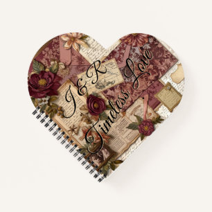 Cuaderno Amor Atemporal, Flores y Cartas -Romántico Vintage