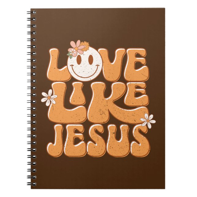Cuaderno Amor como Jesús, Naranja Retro Feliz Cara Cristian (Frente)