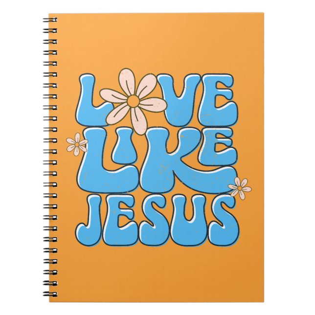 Cuaderno Amor como Jesús, Retro Azul Daisy Cute Cristiano (Frente)
