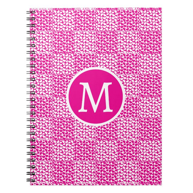 Cuaderno Amor controlado en monograma magenta y blanco (Frente)