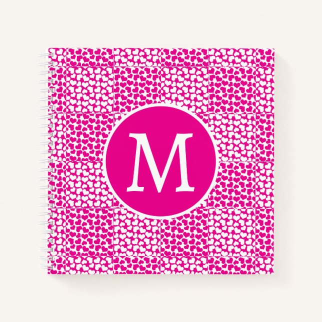 Cuaderno Amor controlado en monograma magenta y blanco (Anverso)
