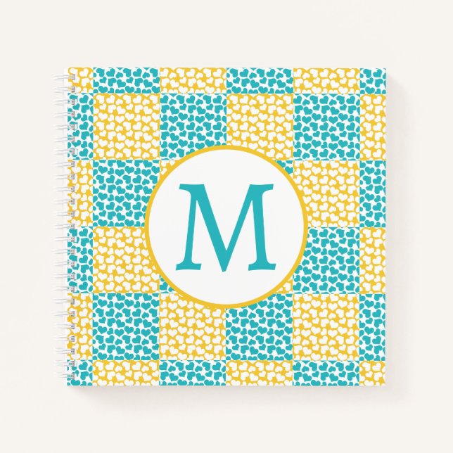 Cuaderno Amor controlado en turquesa, amarillo y blanco (Anverso)