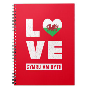 Cuaderno Amor Cymru Am por la bandera de Gales Raíces gales