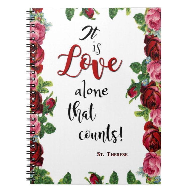 Cuaderno Amor de los rosas de la cita del St. Teresa (Frente)
