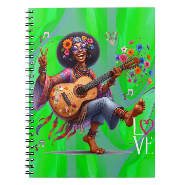 Cuaderno AMOR DE Moda hippie de color (Frente)