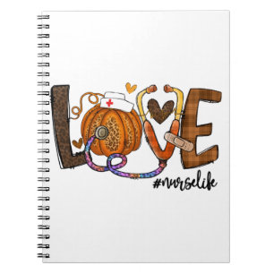 Cuaderno Amor Enfermera Vida Calabaza Leopardo Cae Hallowee