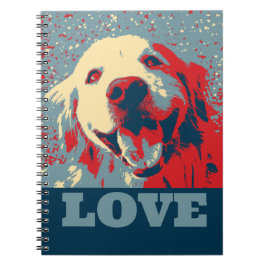 Cuaderno Amor estilizado del golden retriever