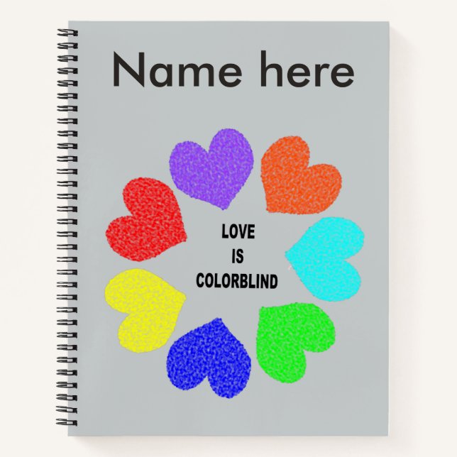 Cuaderno Amor interracial Corazón de arcoiris Bloc de notas (Anverso)