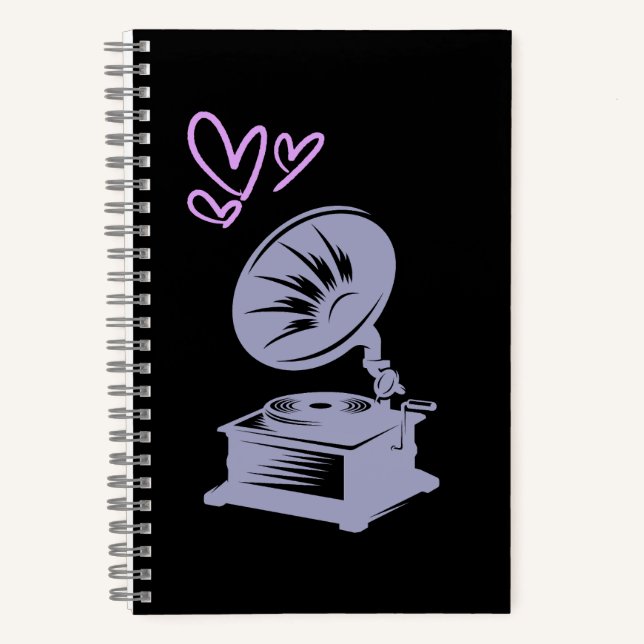 Cuaderno Amor Música Antigua Gramófono (Anverso)