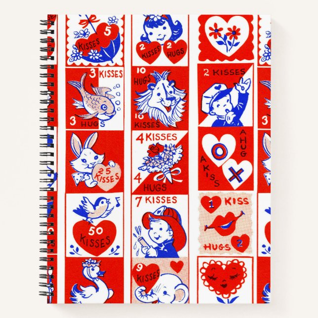Cuaderno Amor Retro de San Valentín Abrazos Patrón Bonito (Anverso)