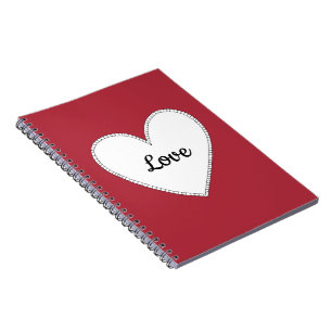 Cuaderno Amor rojo con corazón blanco