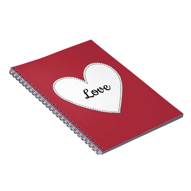 Cuaderno Amor rojo con corazón blanco (Lado Derecho)
