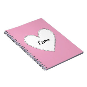 Cuaderno Amor Rosa con Corazón Blanco