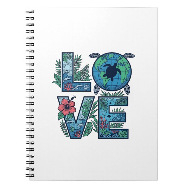 Cuaderno Amor Tortuga Marina Tierra Tropical (Frente)