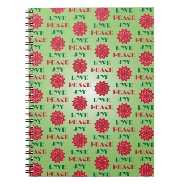 Cuaderno Amor verde y rojo moderno, paz, cita de alegría (Frente)