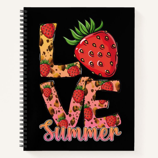 Cuaderno Amor y verano | Rosa y marrón | Fresca fresa (Anverso)