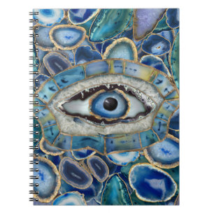 Cuaderno Ámulos de ojos malvados, geodos azules y cristale