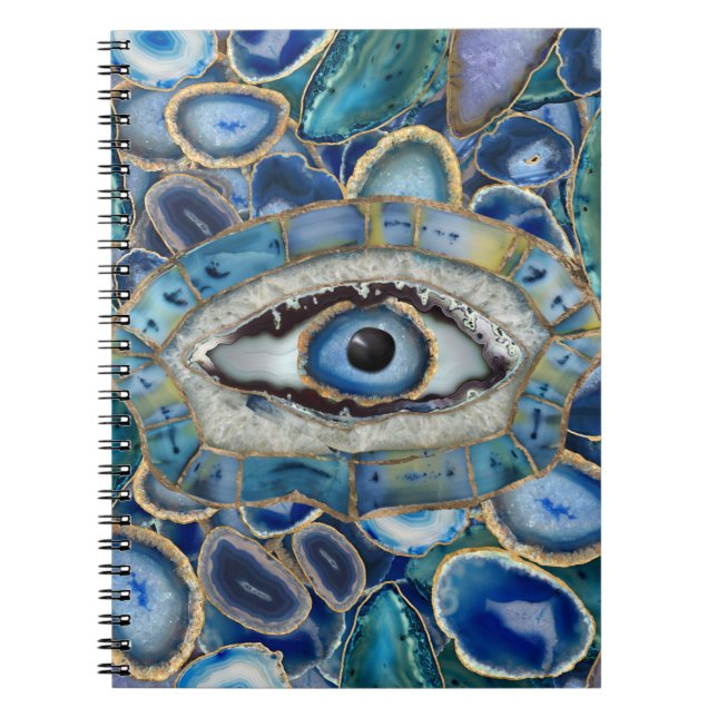 Cuaderno Ámulos de ojos malvados, geodos azules y cristales (Frente)